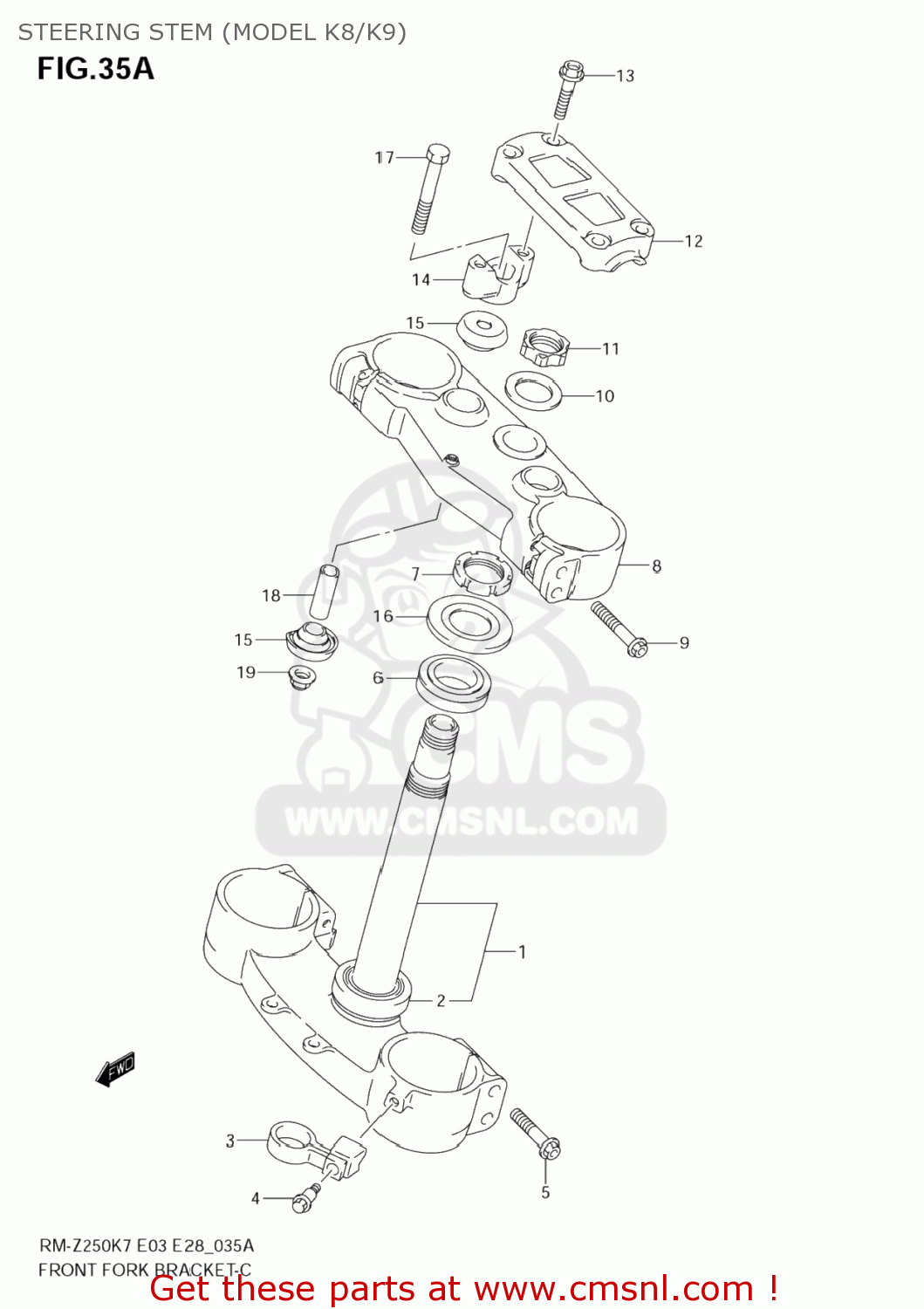 STEERING STEM (MODEL K8/K9) RM-Z250 2009 (K9) USA (E03) RMZ250 RM Z250