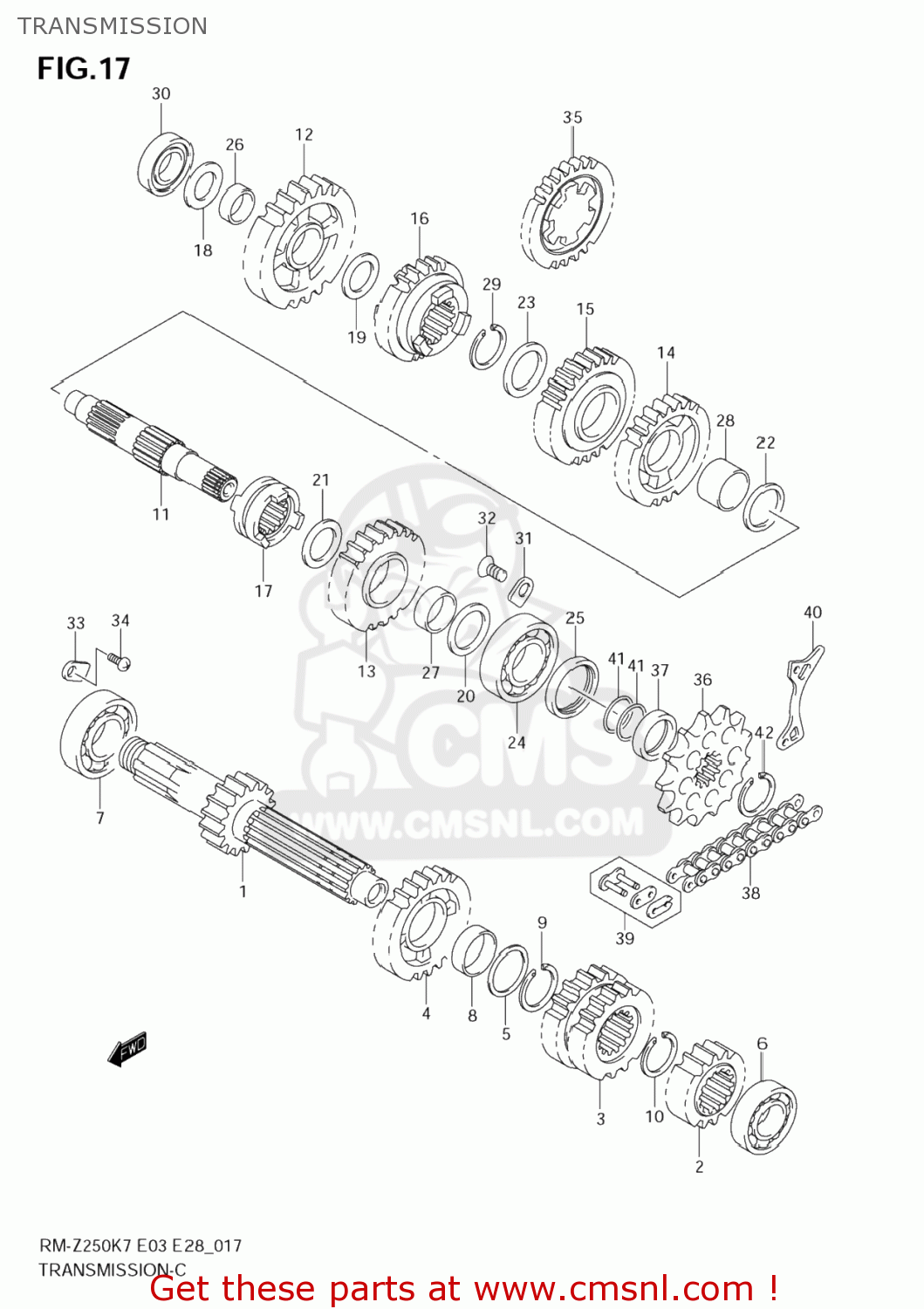 TRANSMISSION RM-Z250 2009 (K9) USA (E03) RMZ250 RM Z250