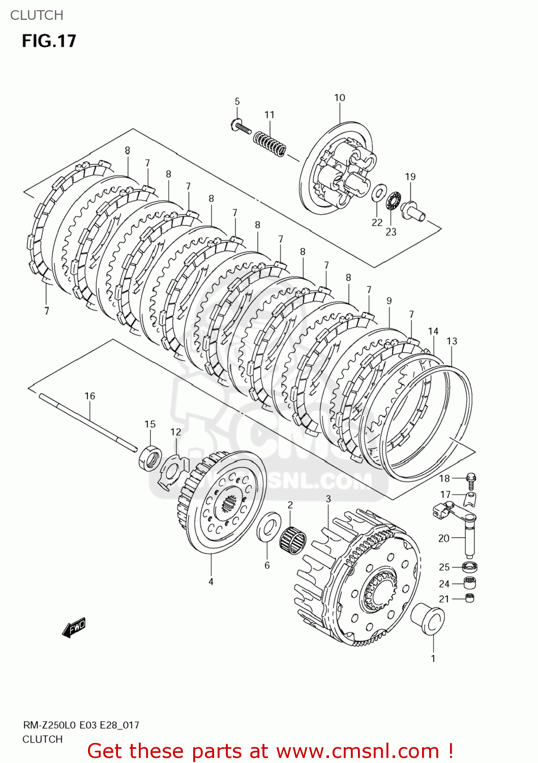 CLUTCH RM-Z250 2010 (L0) USA (E03) RMZ250 RM Z250