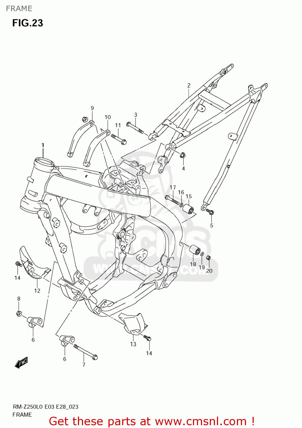 FRAME RM-Z250 2010 (L0) USA (E03) RMZ250 RM Z250
