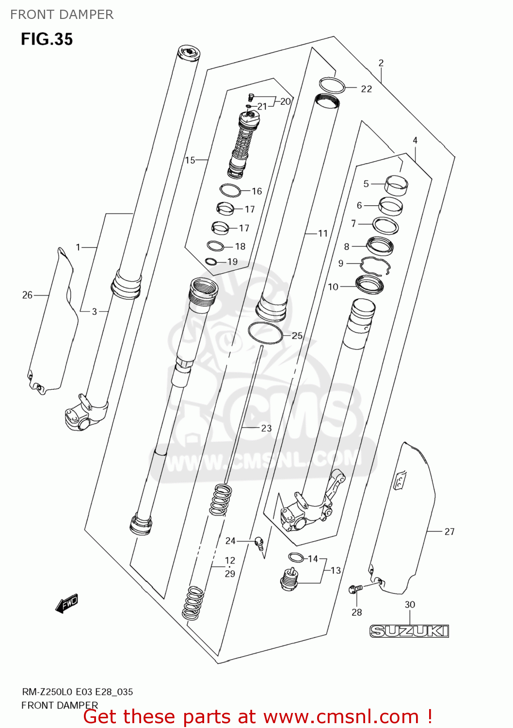 FRONT DAMPER RM-Z250 2010 (L0) USA (E03) RMZ250 RM Z250
