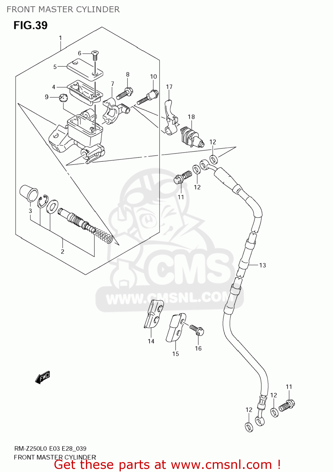 FRONT MASTER CYLINDER RM-Z250 2010 (L0) USA (E03) RMZ250 RM Z250