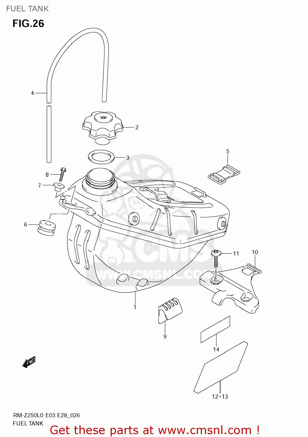 FUEL TANK RM-Z250 2010 (L0) USA (E03) RMZ250 RM Z250