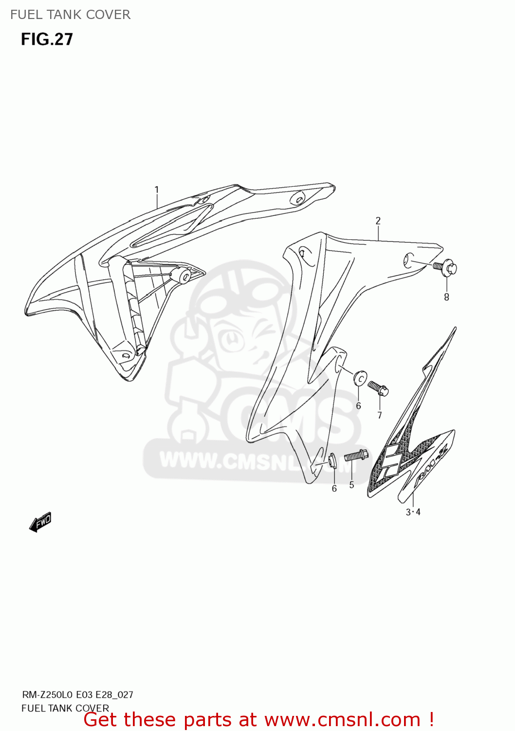 FUEL TANK COVER RM-Z250 2010 (L0) USA (E03) RMZ250 RM Z250