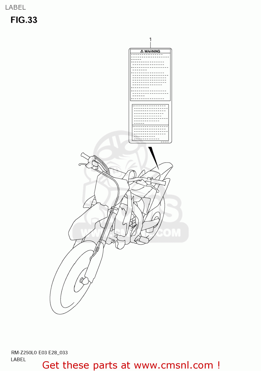 LABEL RM-Z250 2010 (L0) USA (E03) RMZ250 RM Z250