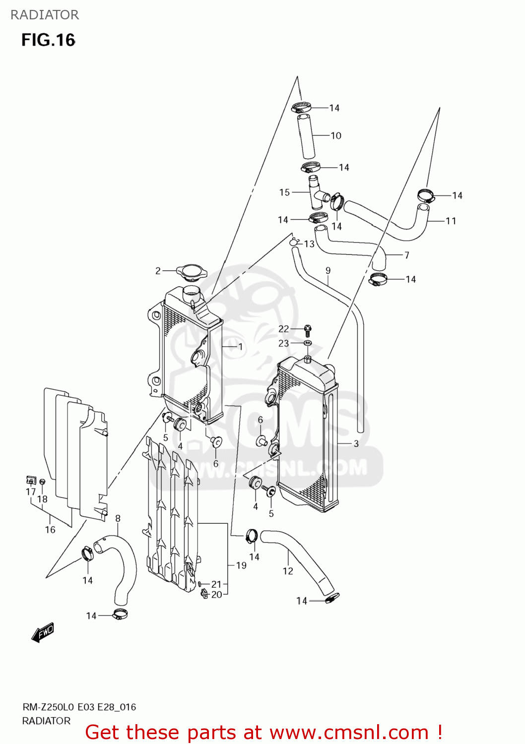 RADIATOR RM-Z250 2010 (L0) USA (E03) RMZ250 RM Z250