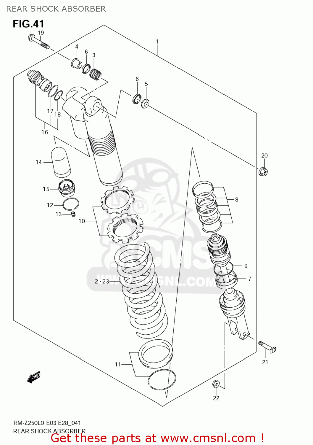 REAR SHOCK ABSORBER RM-Z250 2010 (L0) USA (E03) RMZ250 RM Z250