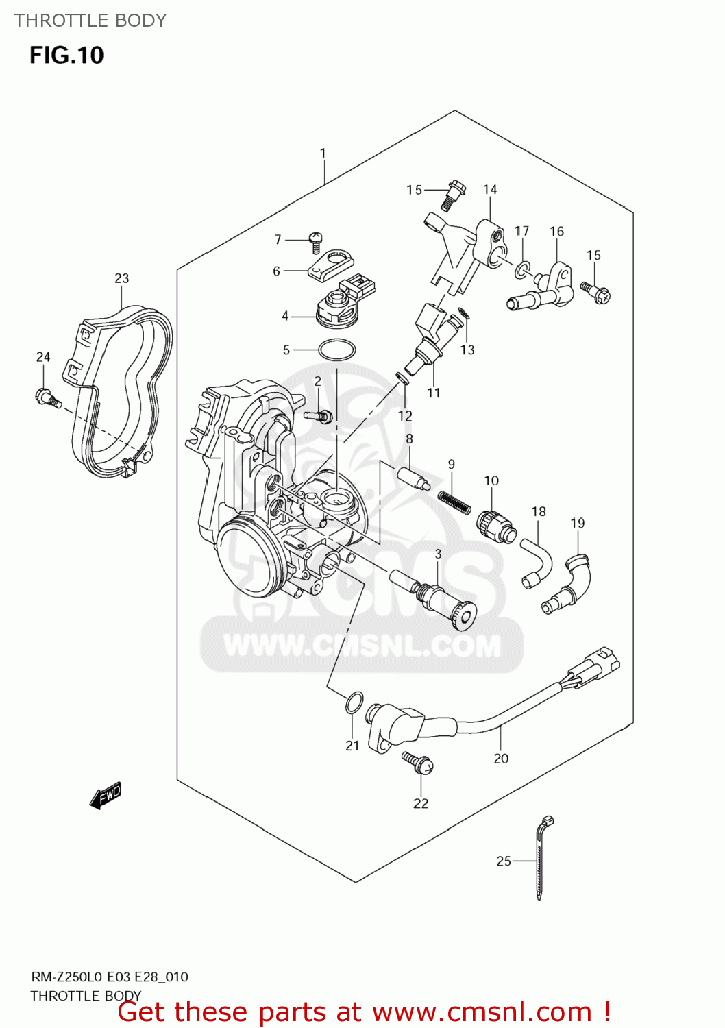 THROTTLE BODY RM-Z250 2010 (L0) USA (E03) RMZ250 RM Z250