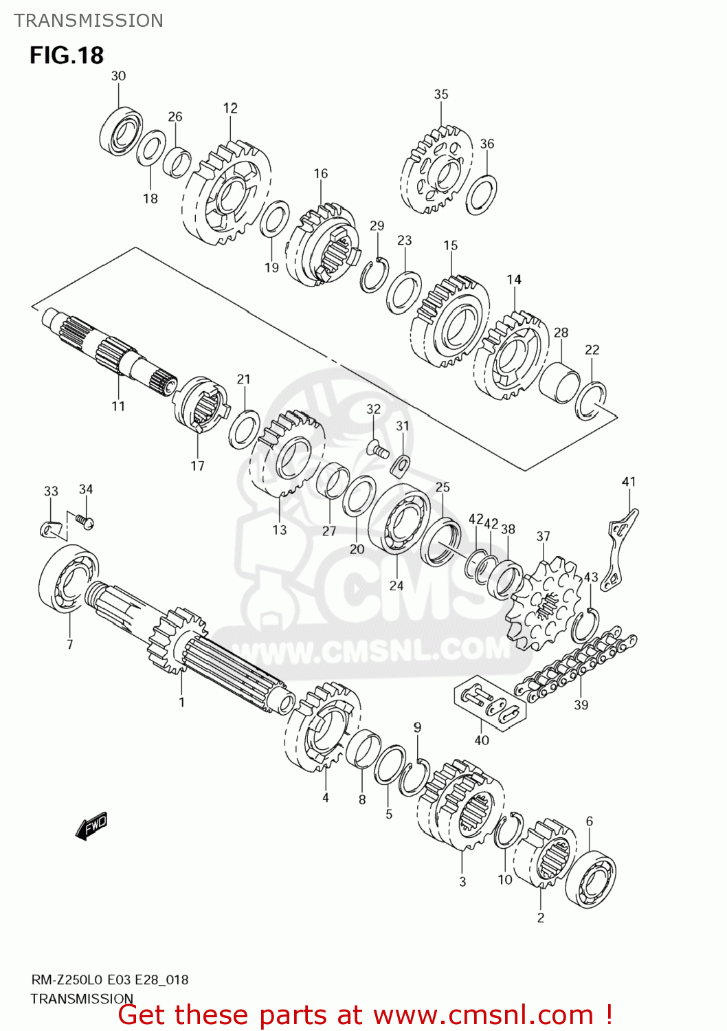 TRANSMISSION RM-Z250 2010 (L0) USA (E03) RMZ250 RM Z250