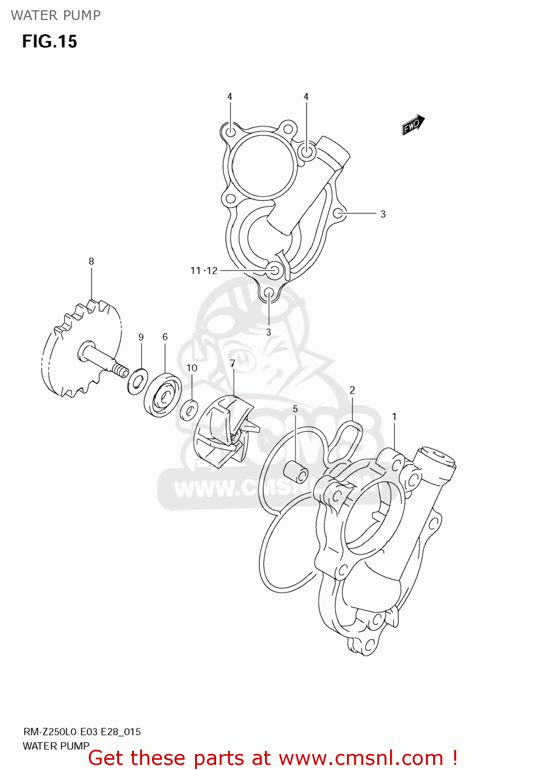 WATER PUMP RM-Z250 2010 (L0) USA (E03) RMZ250 RM Z250