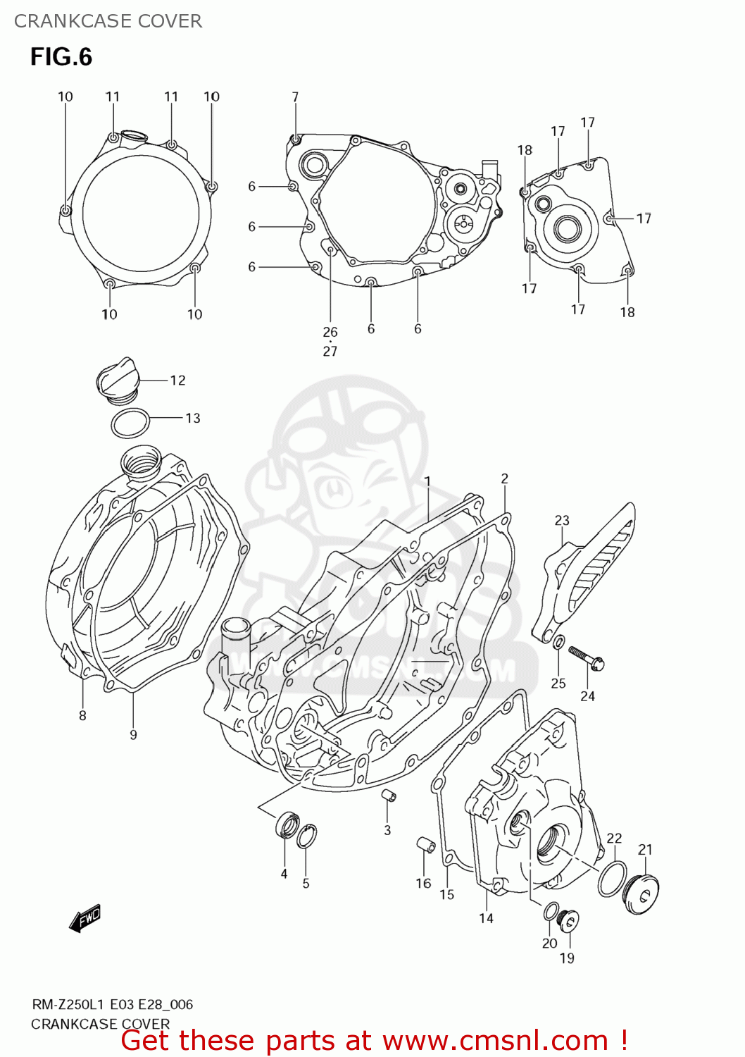 CRANKCASE COVER RM-Z250 2011 (L1) USA (E03) RMZ250 RM Z250
