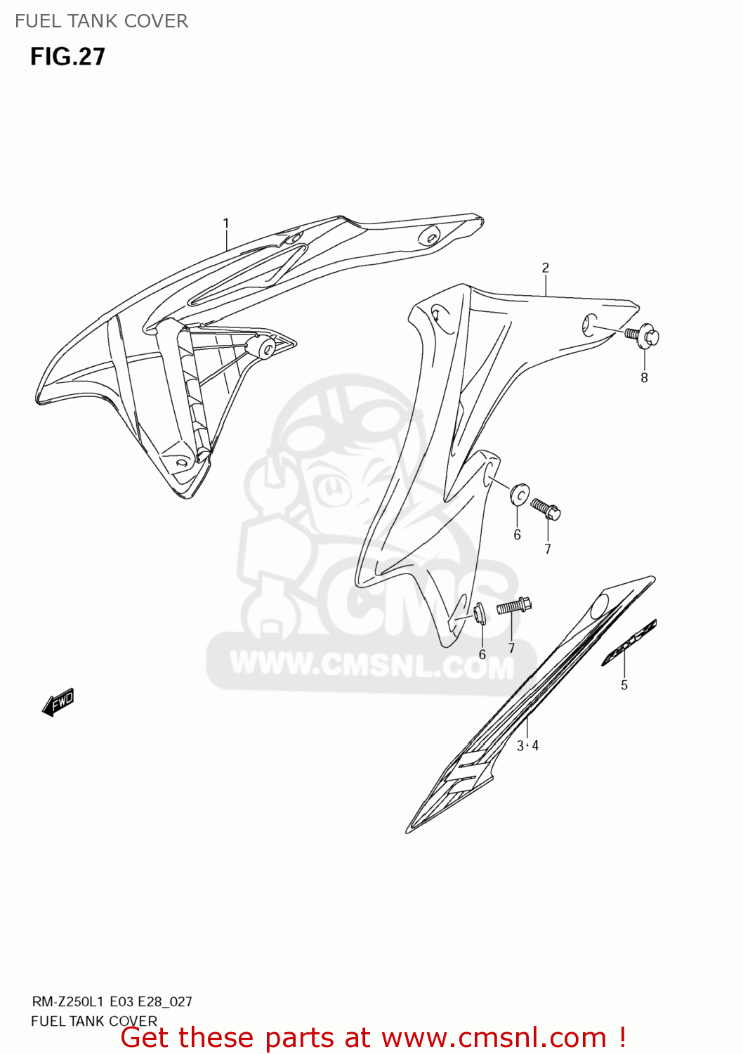 FUEL TANK COVER RM-Z250 2011 (L1) USA (E03) RMZ250 RM Z250