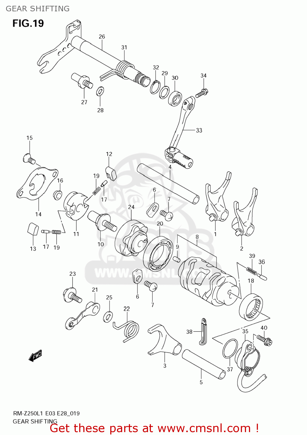 GEAR SHIFTING RM-Z250 2011 (L1) USA (E03) RMZ250 RM Z250