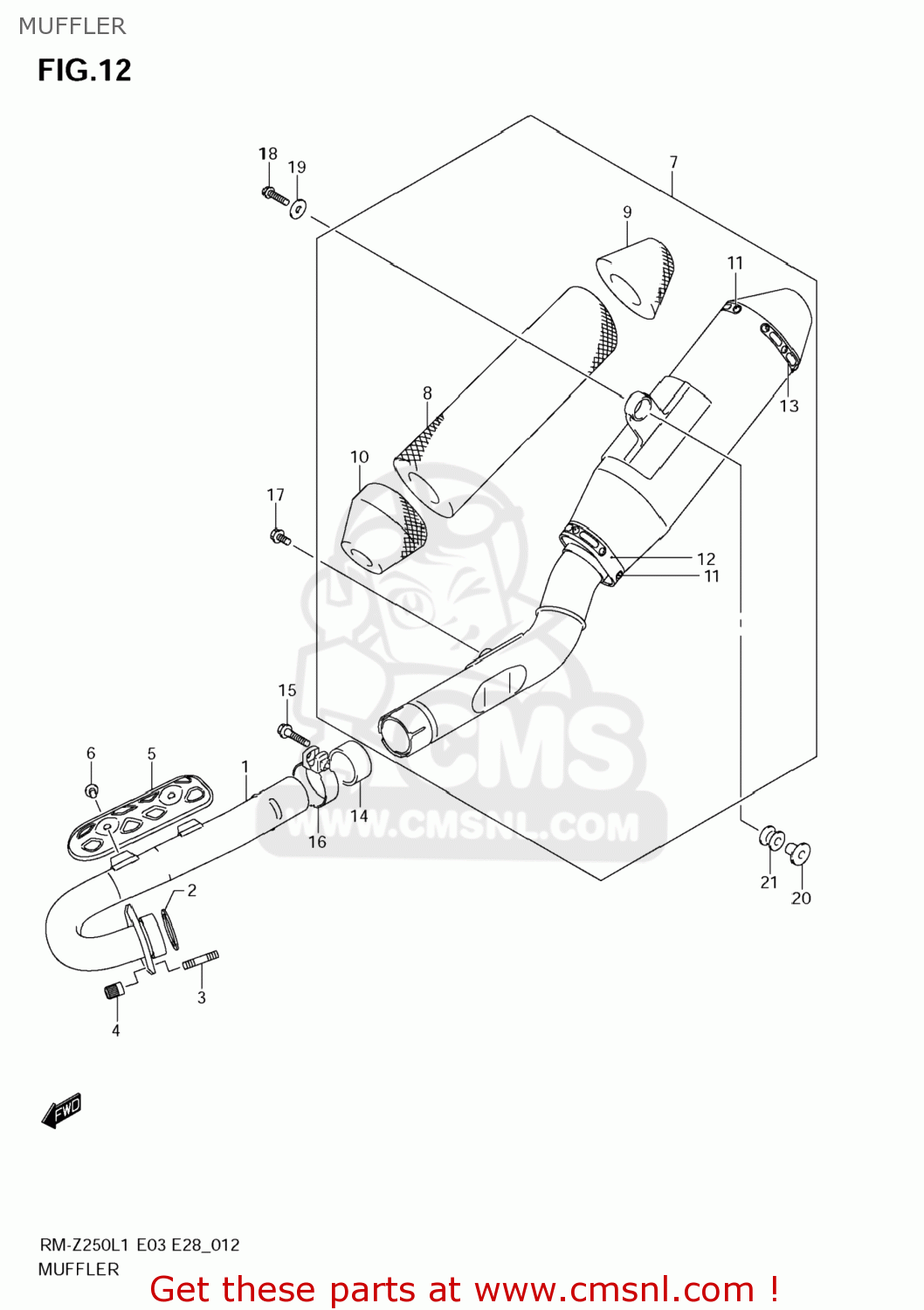MUFFLER RM-Z250 2011 (L1) USA (E03) RMZ250 RM Z250