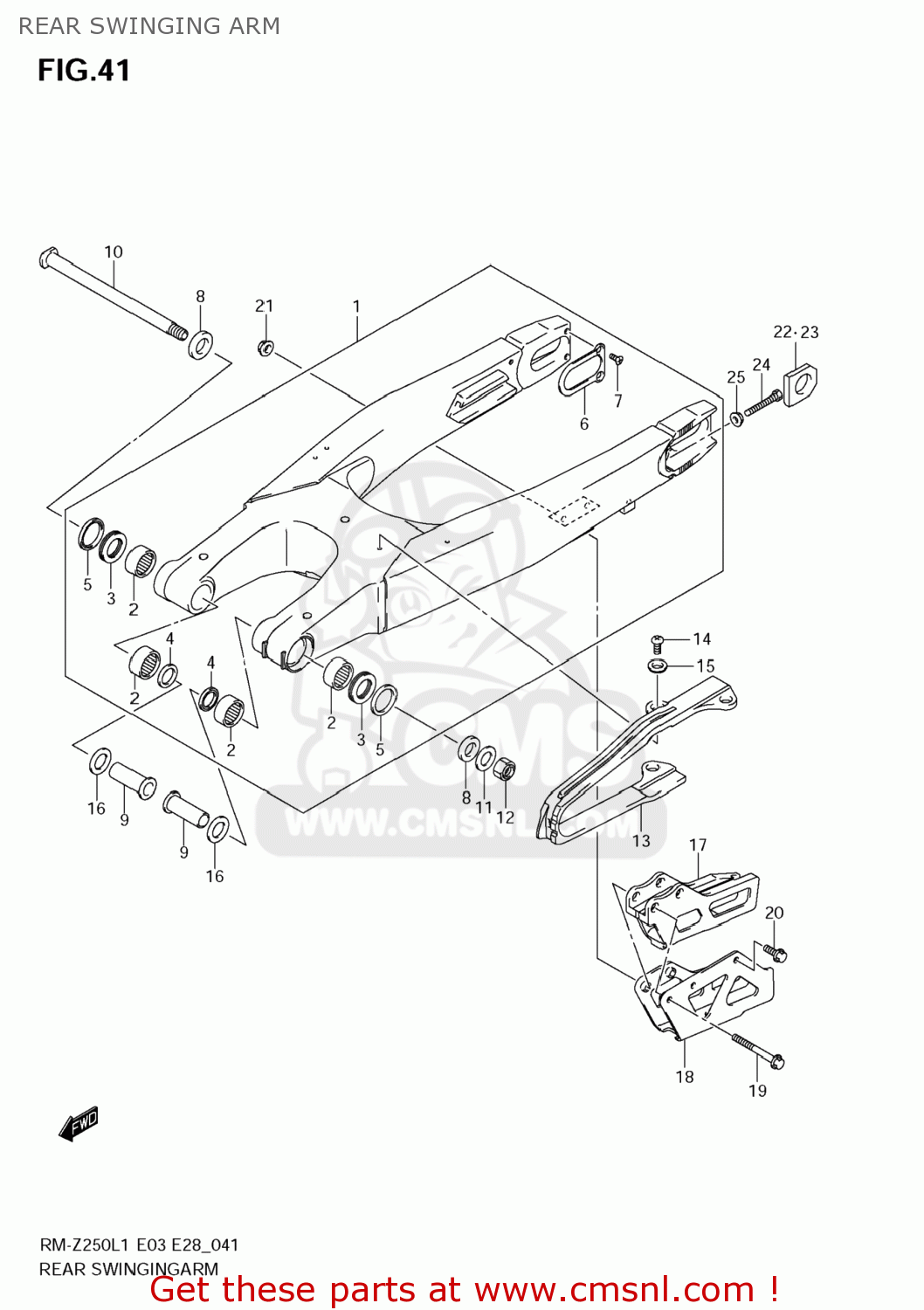 REAR SWINGING ARM RM-Z250 2011 (L1) USA (E03) RMZ250 RM Z250