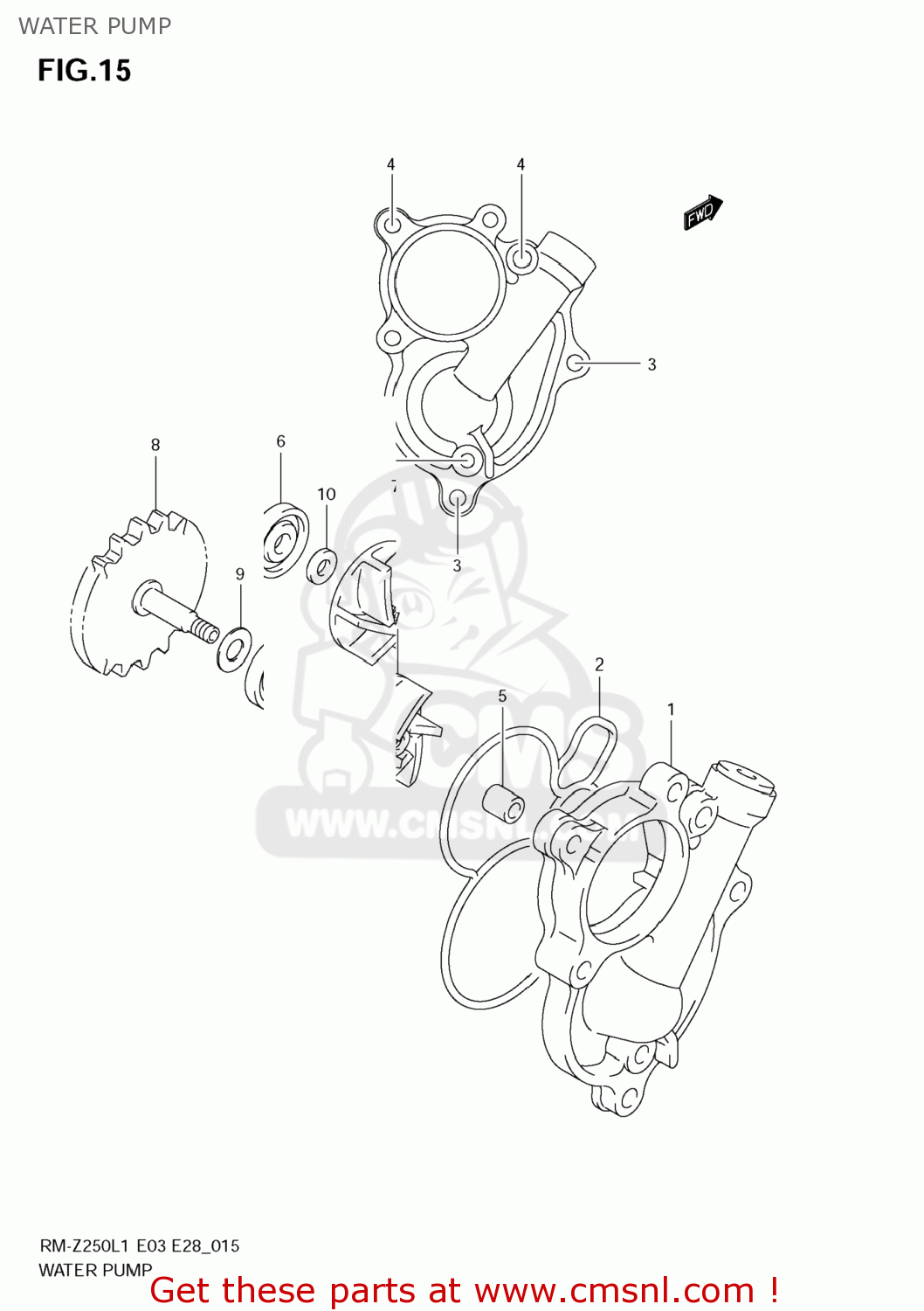 WATER PUMP RM-Z250 2011 (L1) USA (E03) RMZ250 RM Z250