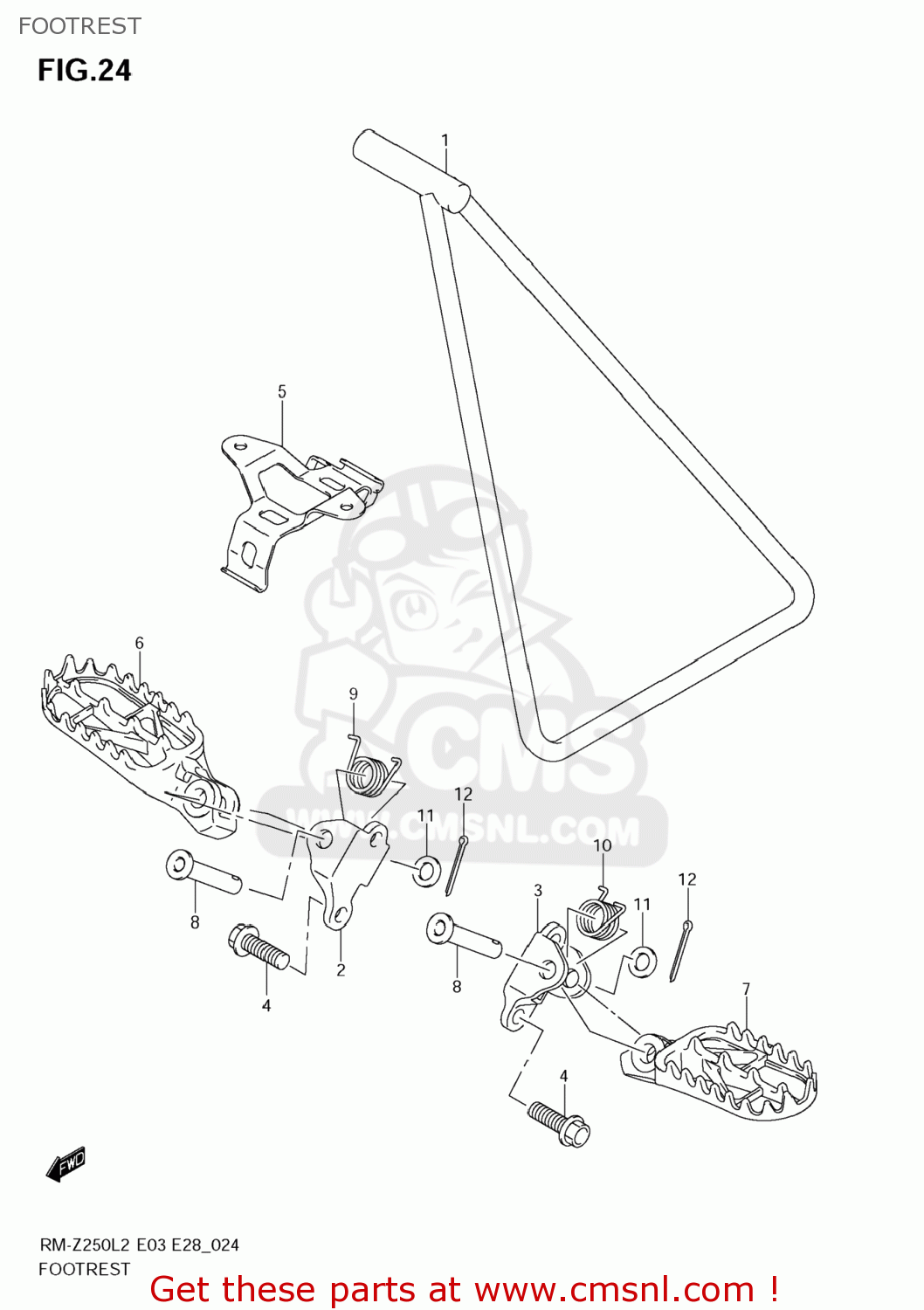 FOOTREST RM-Z250 2012 (L2) USA (E03) RMZ250 RM Z250