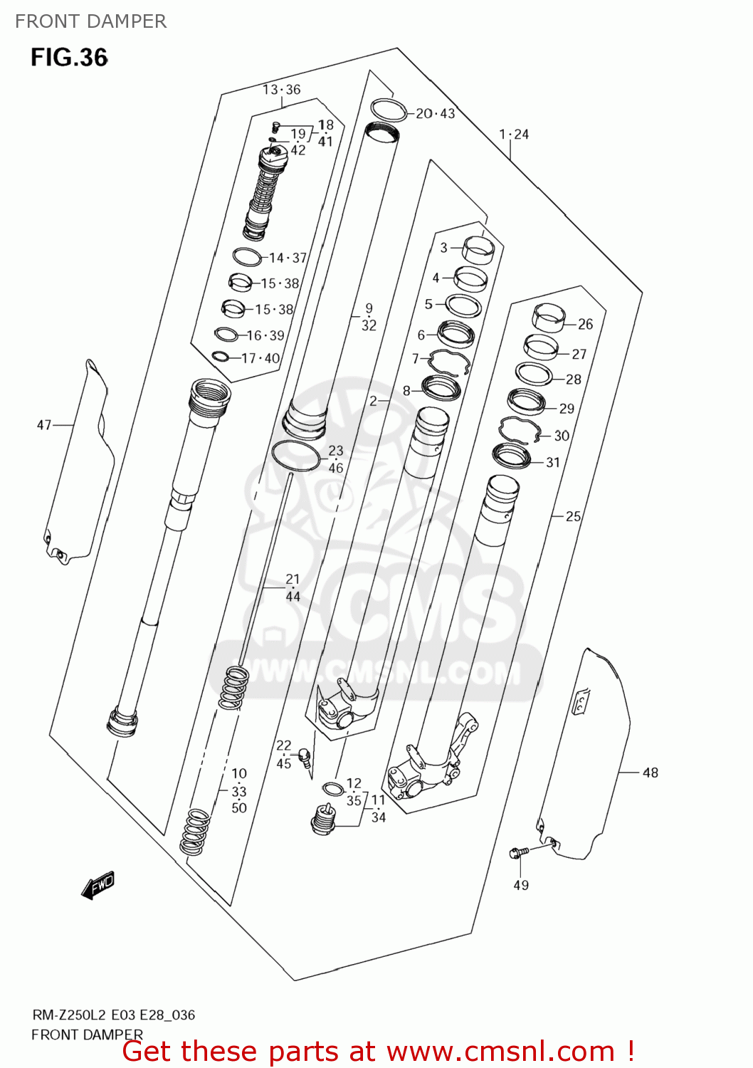 FRONT DAMPER RM-Z250 2012 (L2) USA (E03) RMZ250 RM Z250