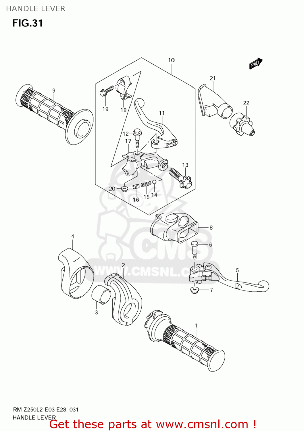 HANDLE LEVER RM-Z250 2012 (L2) USA (E03) RMZ250 RM Z250