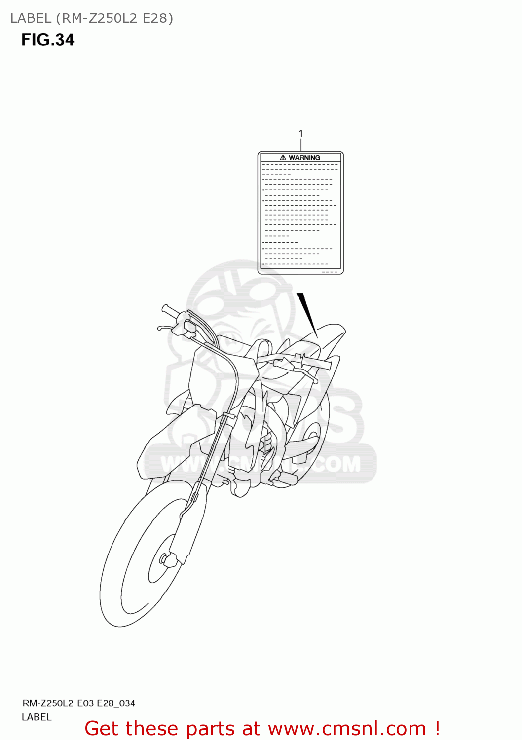 LABEL (RM-Z250L2 E28) RM-Z250 2012 (L2) USA (E03) RMZ250 RM Z250