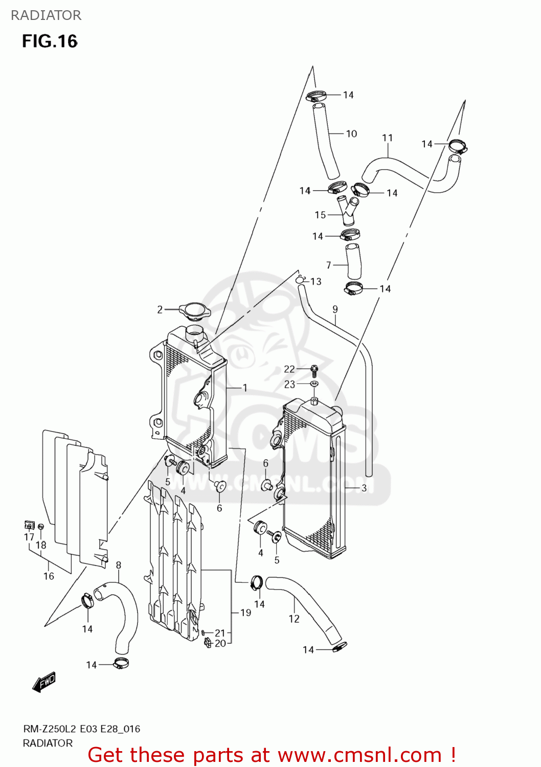 RADIATOR RM-Z250 2012 (L2) USA (E03) RMZ250 RM Z250