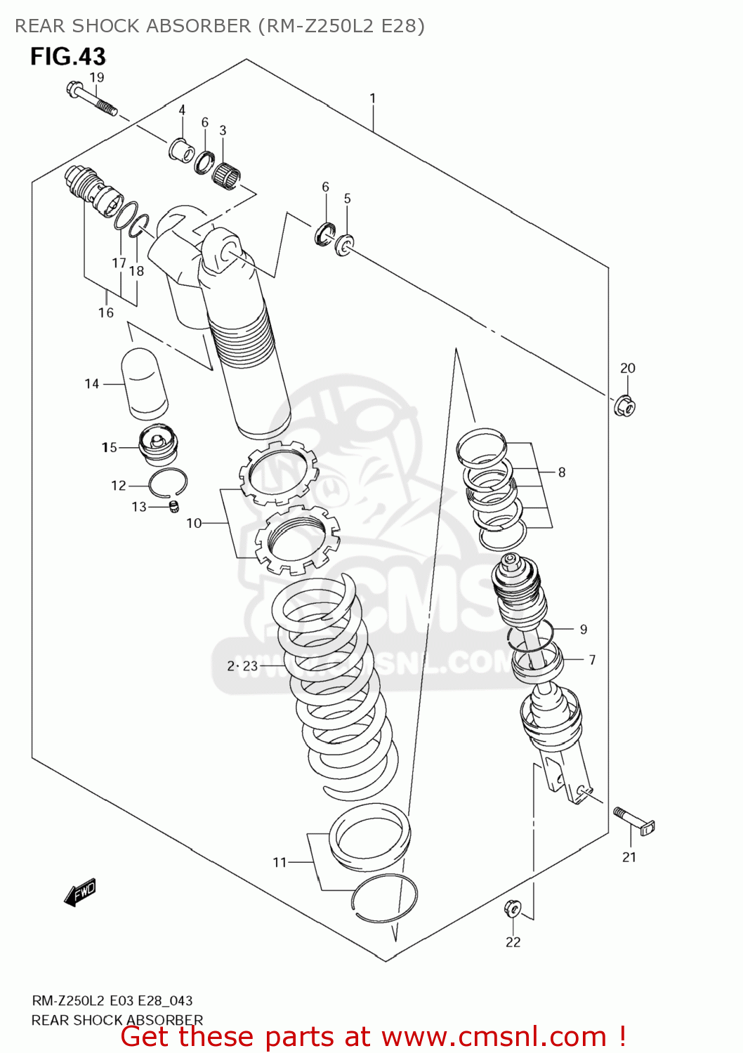 REAR SHOCK ABSORBER (RM-Z250L2 E28) RM-Z250 2012 (L2) USA (E03) RMZ250 RM Z250