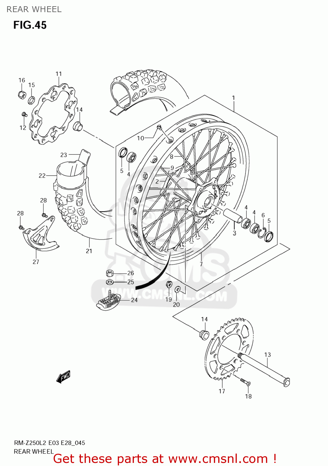 REAR WHEEL RM-Z250 2012 (L2) USA (E03) RMZ250 RM Z250