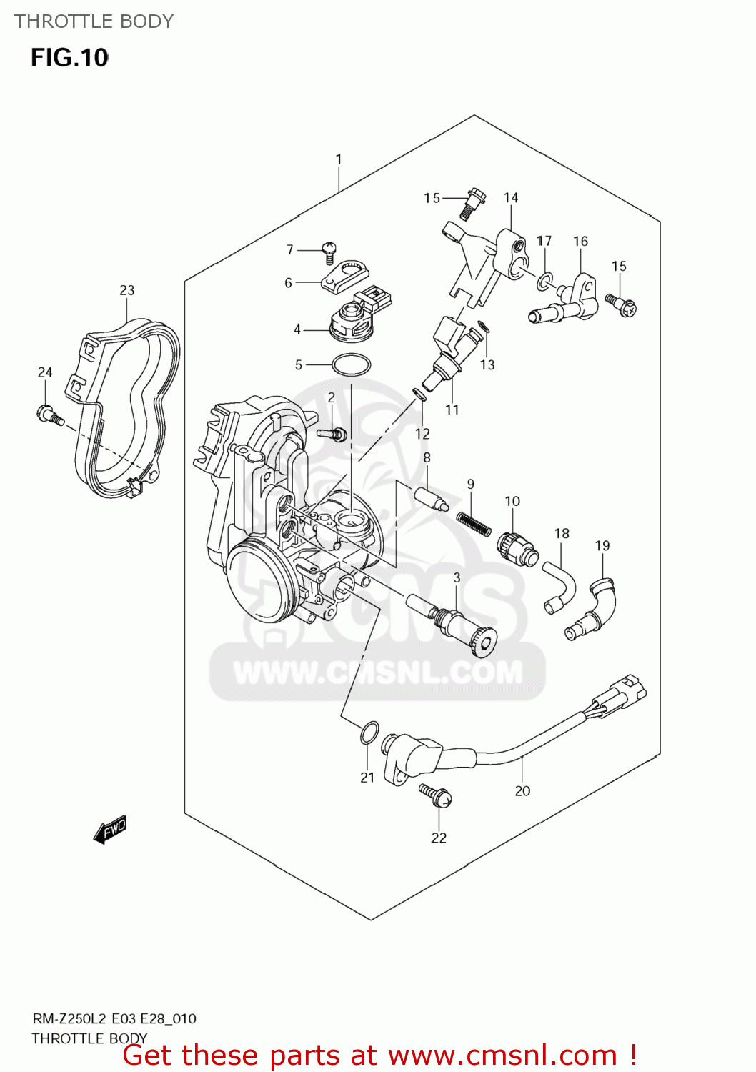 THROTTLE BODY RM-Z250 2012 (L2) USA (E03) RMZ250 RM Z250