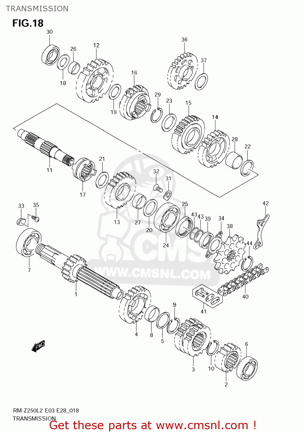 TRANSMISSION RM-Z250 2012 (L2) USA (E03) RMZ250 RM Z250