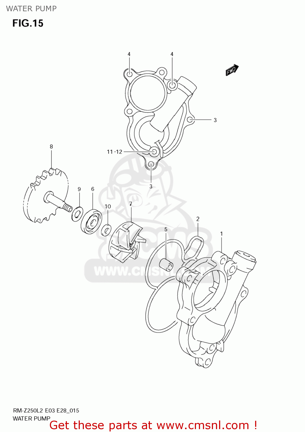 WATER PUMP RM-Z250 2012 (L2) USA (E03) RMZ250 RM Z250