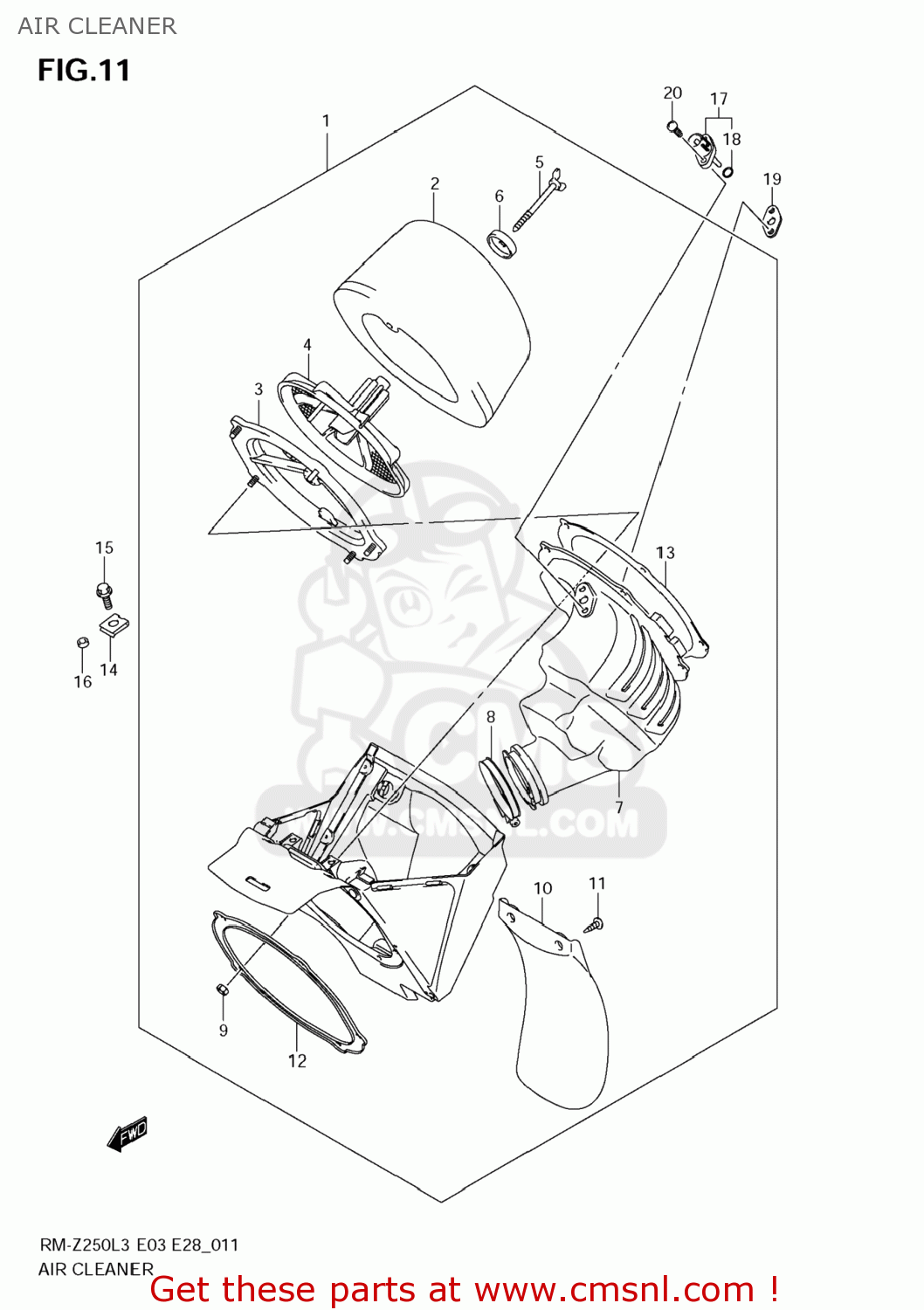 AIR CLEANER RM-Z250 2013 (L3) USA (E03) RMZ250 RM Z250