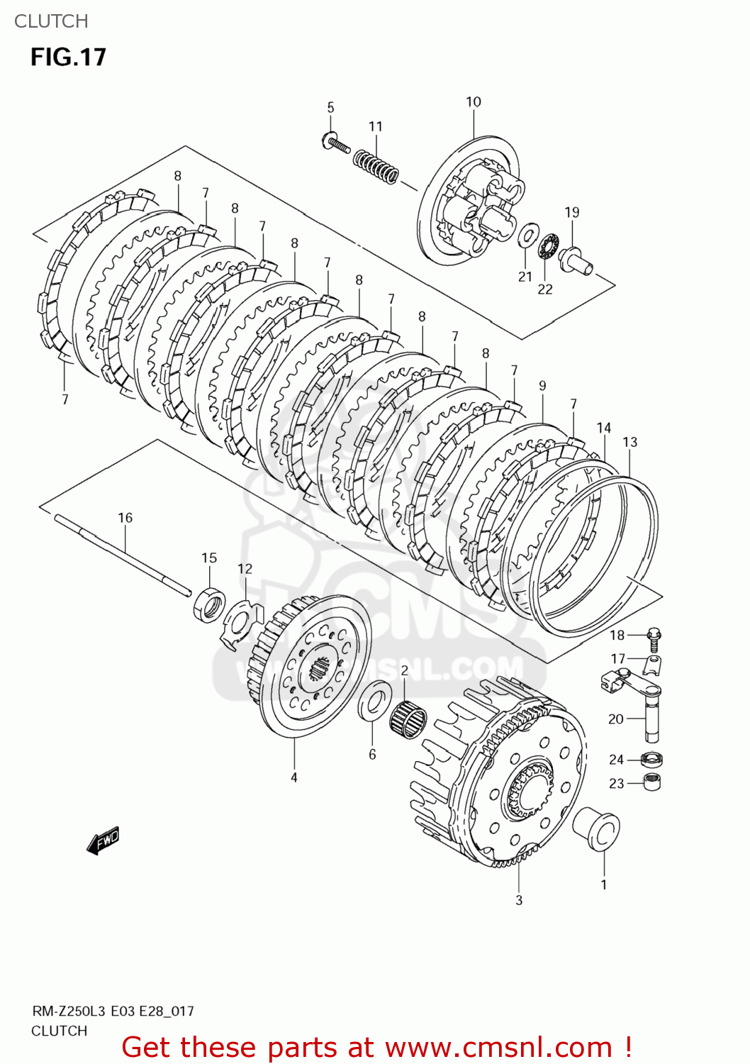 CLUTCH RM-Z250 2013 (L3) USA (E03) RMZ250 RM Z250