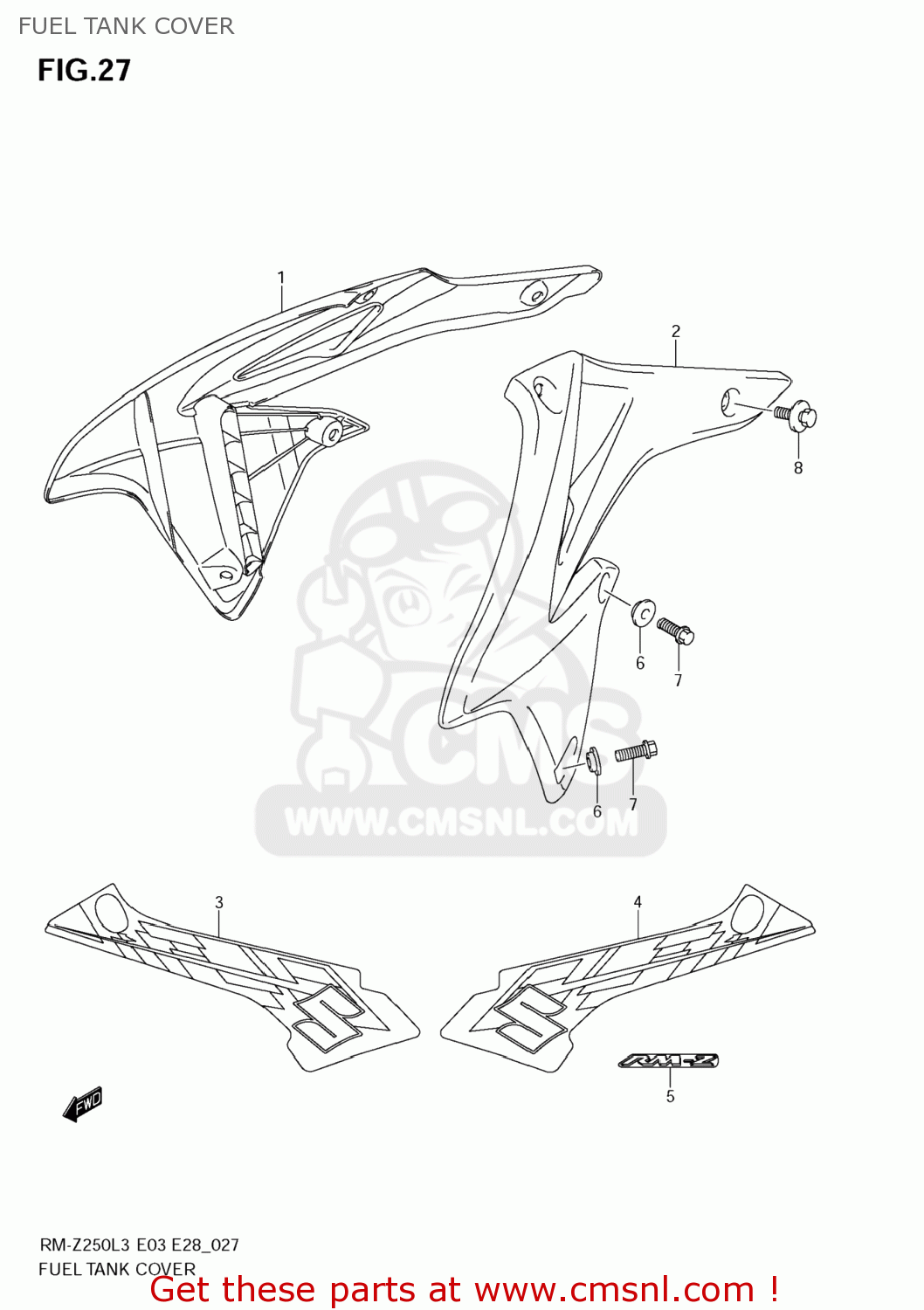 FUEL TANK COVER RM-Z250 2013 (L3) USA (E03) RMZ250 RM Z250