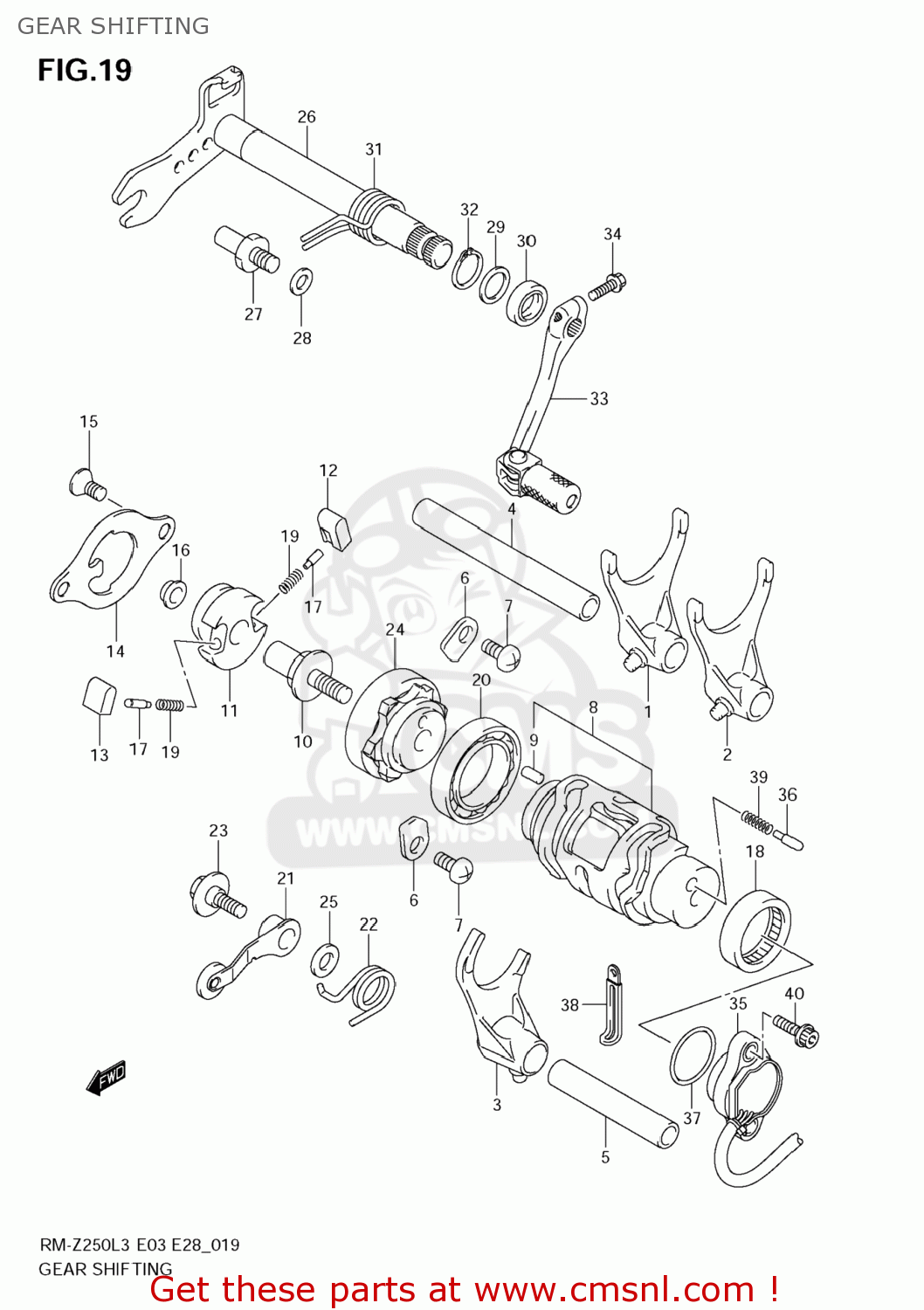 GEAR SHIFTING RM-Z250 2013 (L3) USA (E03) RMZ250 RM Z250