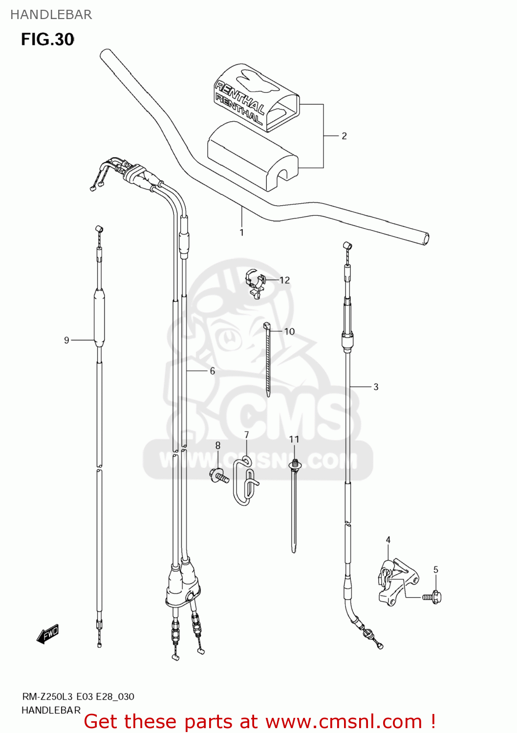 HANDLEBAR RM-Z250 2013 (L3) USA (E03) RMZ250 RM Z250