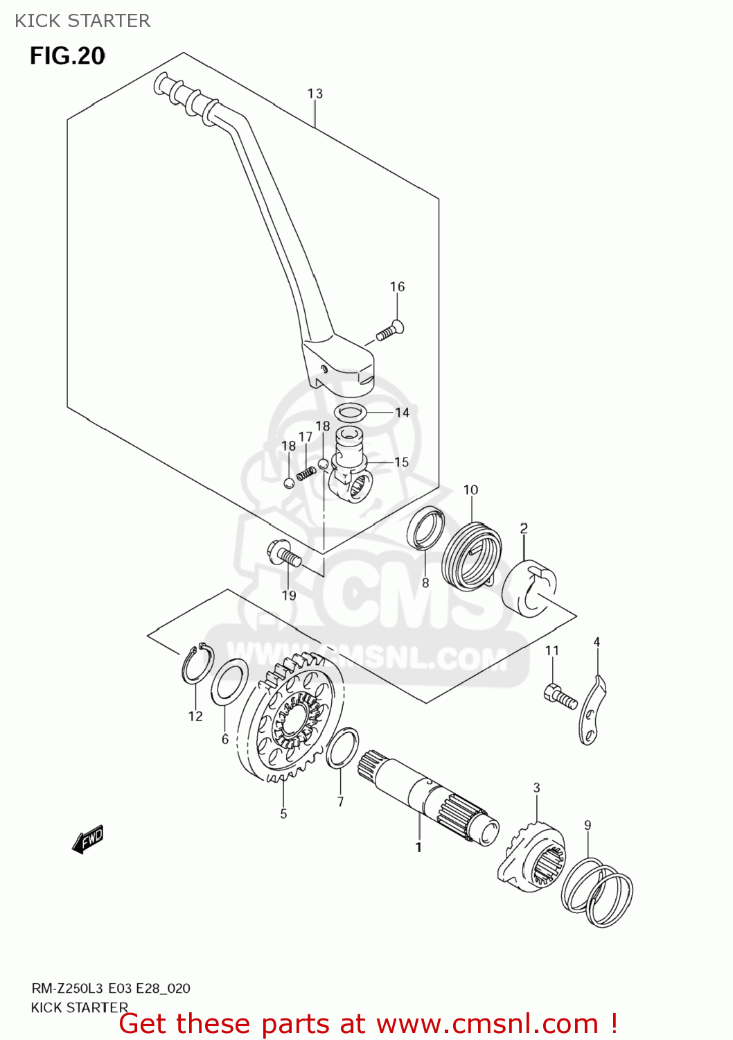 KICK STARTER RM-Z250 2013 (L3) USA (E03) RMZ250 RM Z250