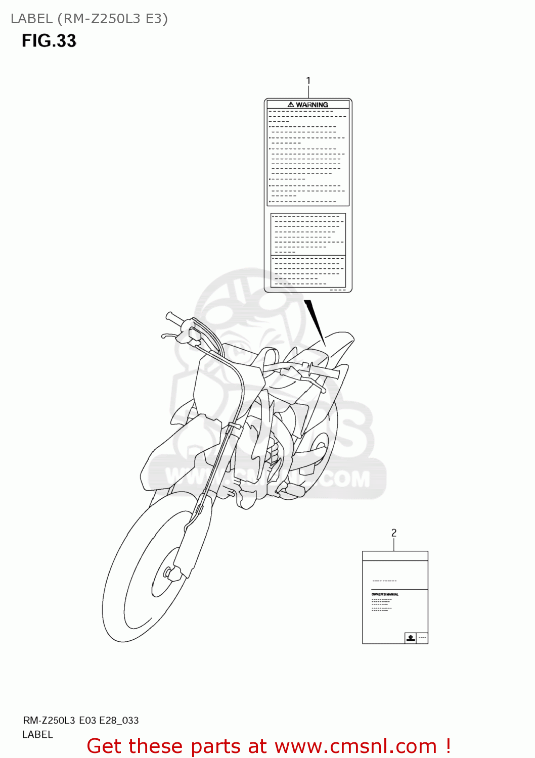 LABEL (RM-Z250L3 E3) RM-Z250 2013 (L3) USA (E03) RMZ250 RM Z250