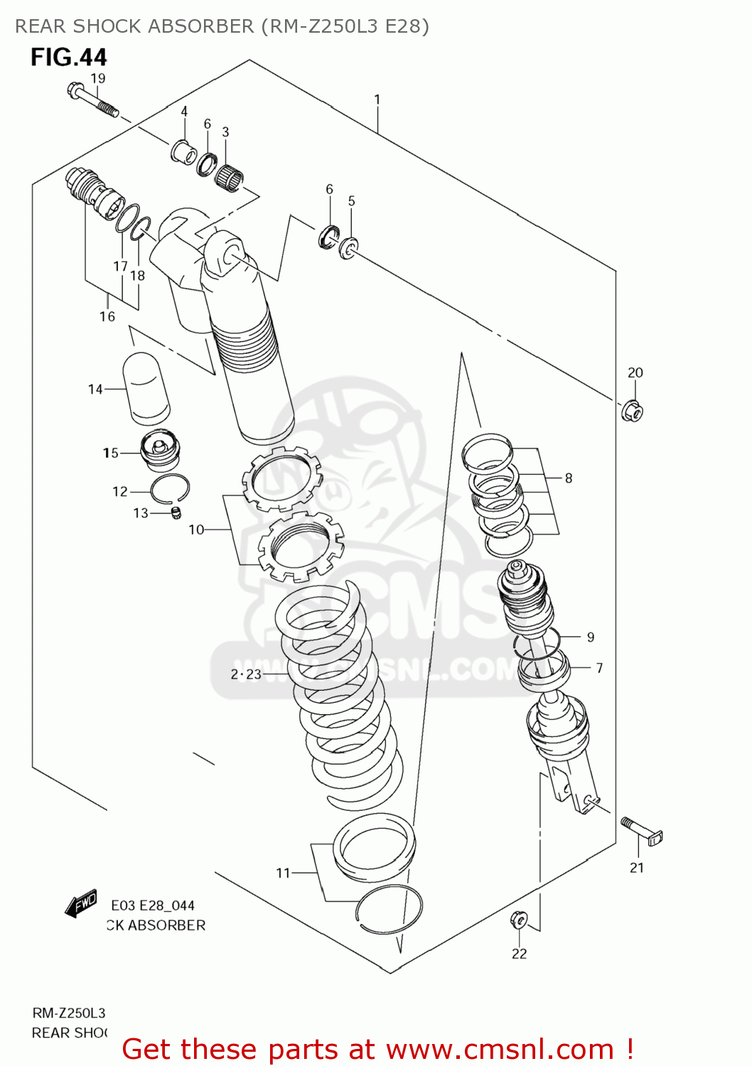 REAR SHOCK ABSORBER (RM-Z250L3 E28) RM-Z250 2013 (L3) USA (E03) RMZ250 RM Z250