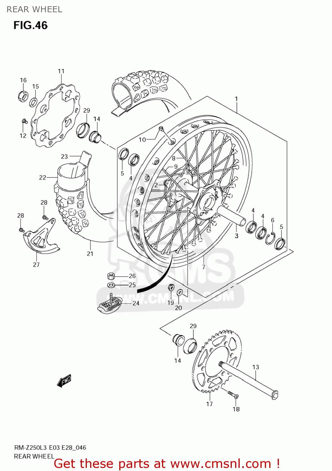 REAR WHEEL RM-Z250 2013 (L3) USA (E03) RMZ250 RM Z250