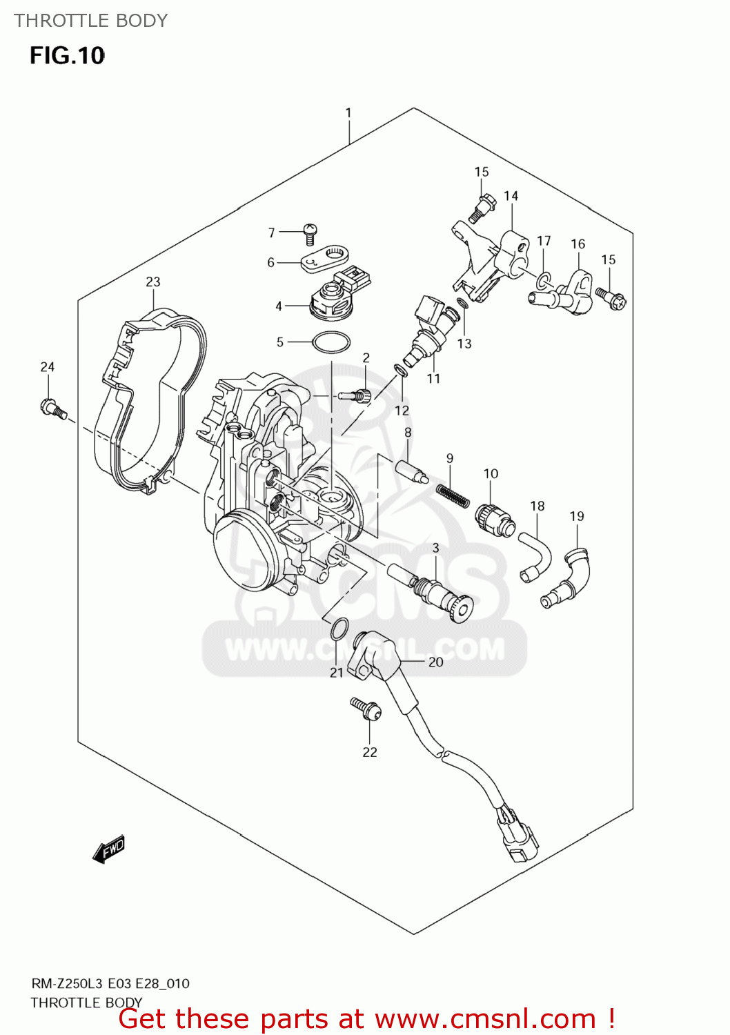 THROTTLE BODY RM-Z250 2013 (L3) USA (E03) RMZ250 RM Z250
