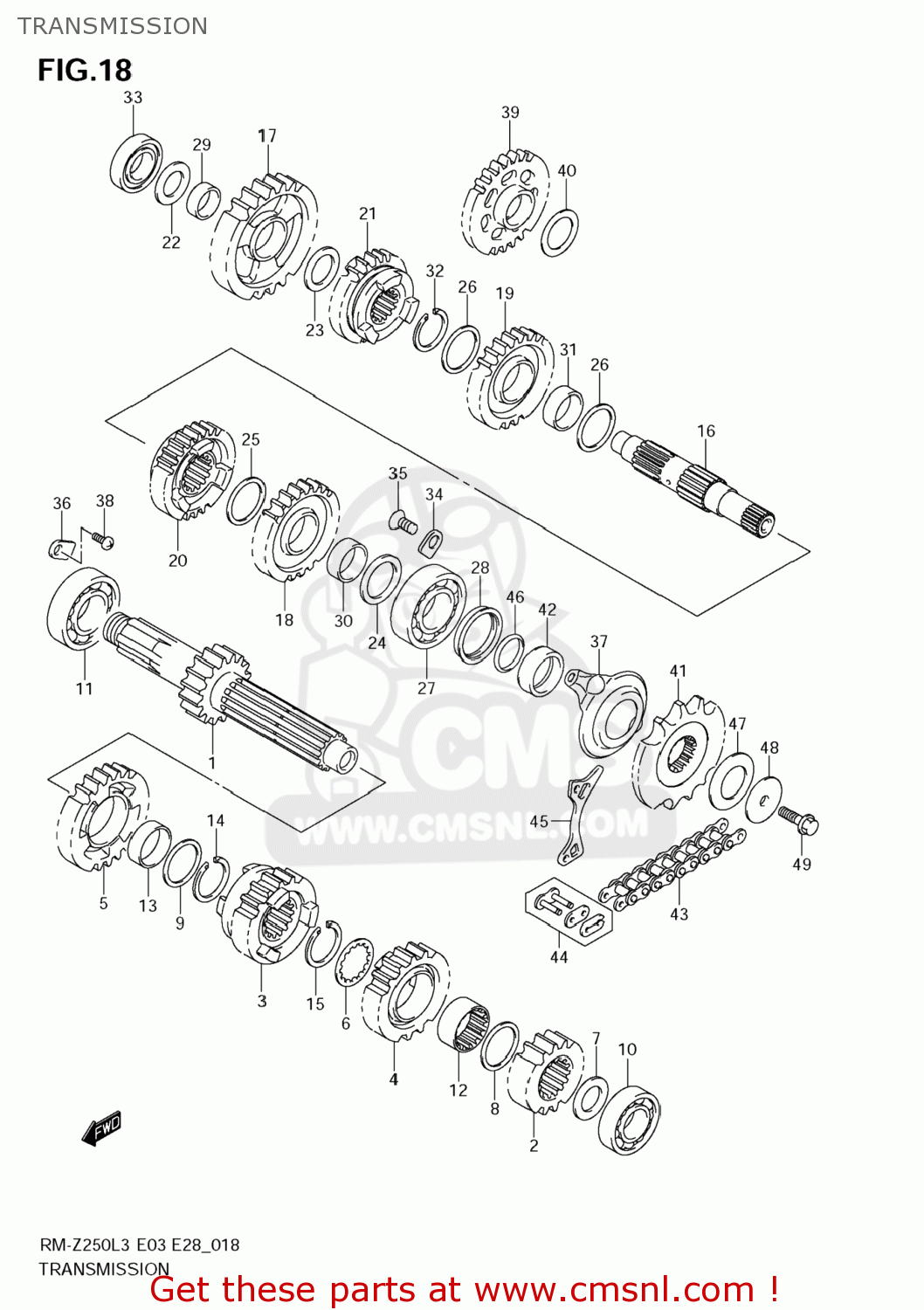 TRANSMISSION RM-Z250 2013 (L3) USA (E03) RMZ250 RM Z250
