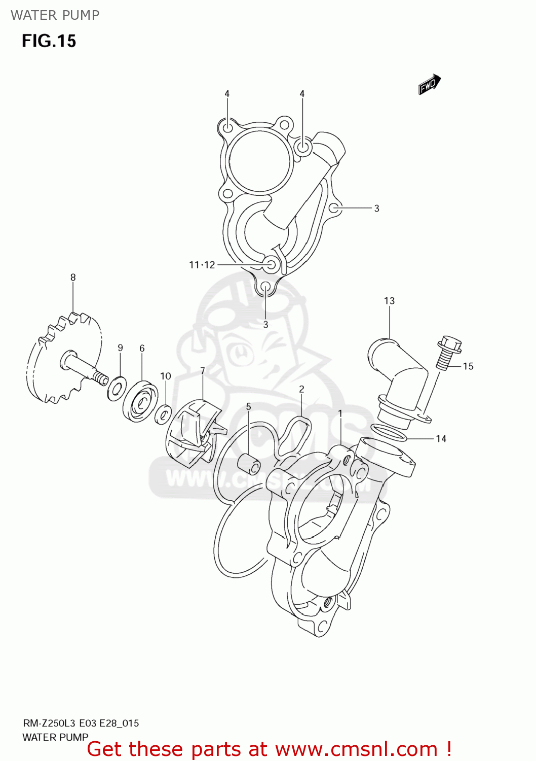 WATER PUMP RM-Z250 2013 (L3) USA (E03) RMZ250 RM Z250