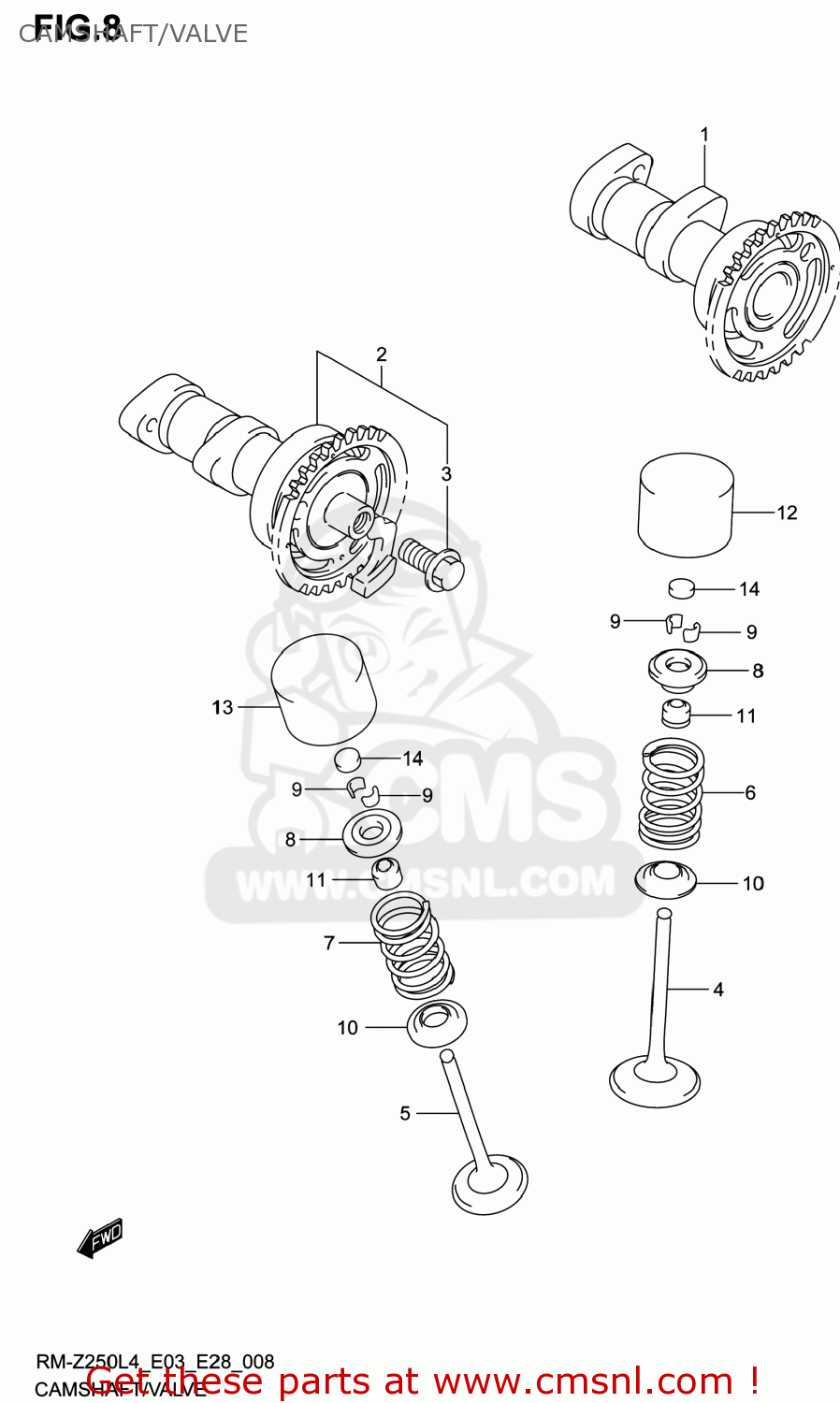 CAMSHAFT/VALVE RM-Z250 2014 (L4) USA (E03) RMZ250 RM Z250