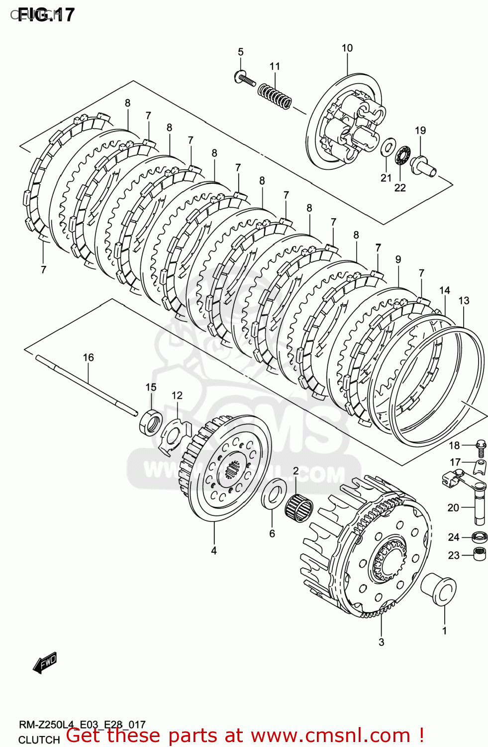 CLUTCH RM-Z250 2014 (L4) USA (E03) RMZ250 RM Z250