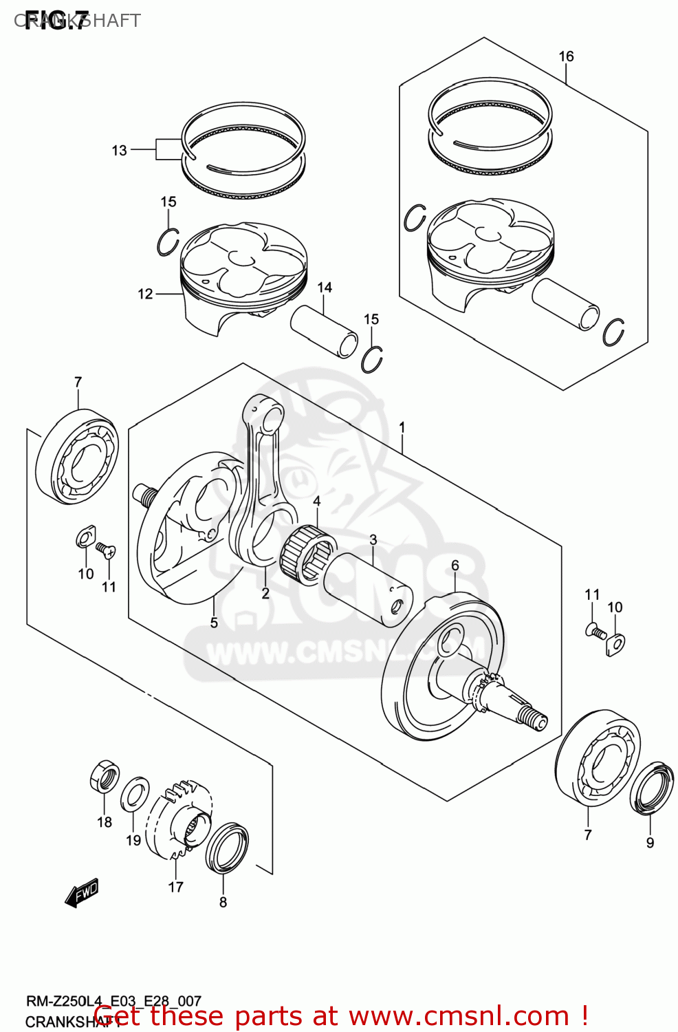 CRANKSHAFT RM-Z250 2014 (L4) USA (E03) RMZ250 RM Z250