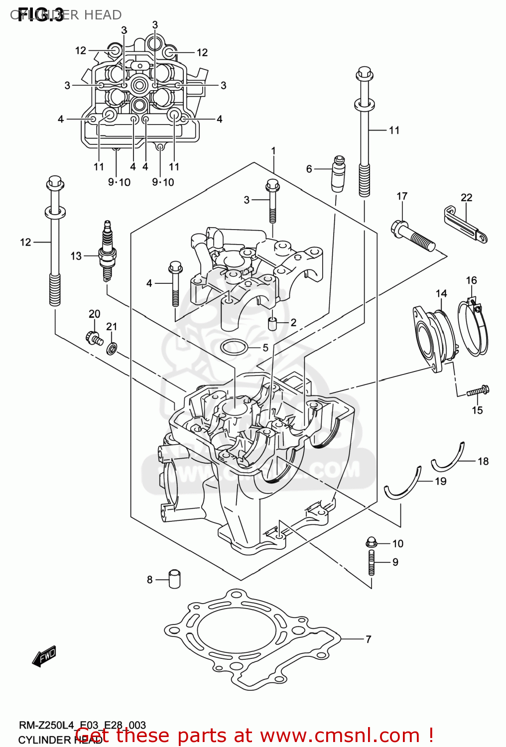 CYLINDER HEAD RM-Z250 2014 (L4) USA (E03) RMZ250 RM Z250