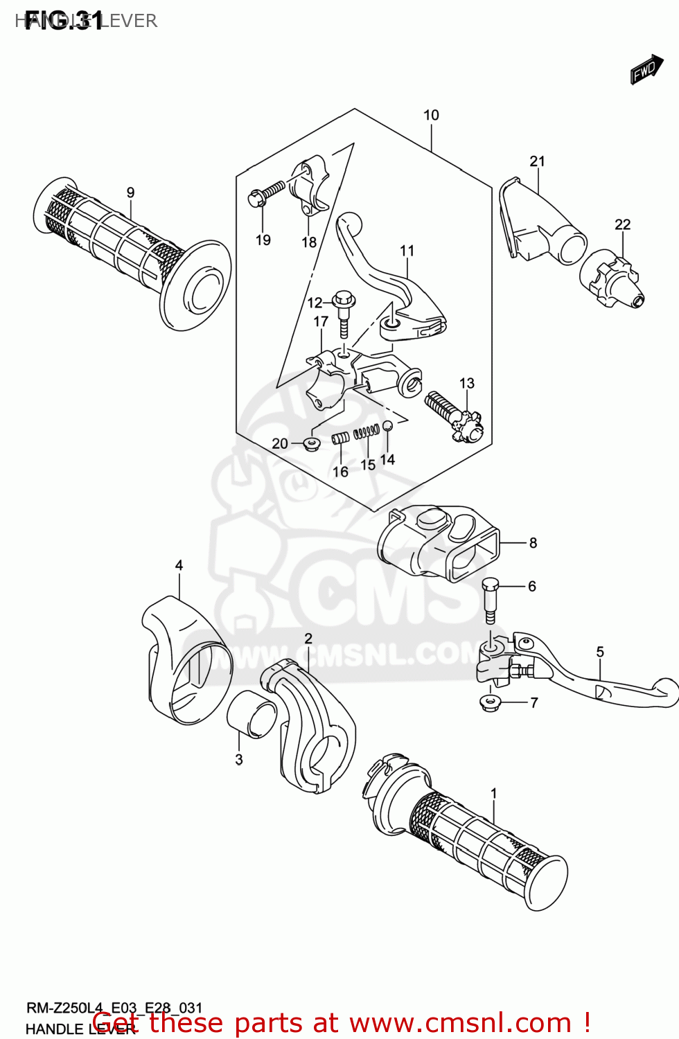 HANDLE LEVER RM-Z250 2014 (L4) USA (E03) RMZ250 RM Z250
