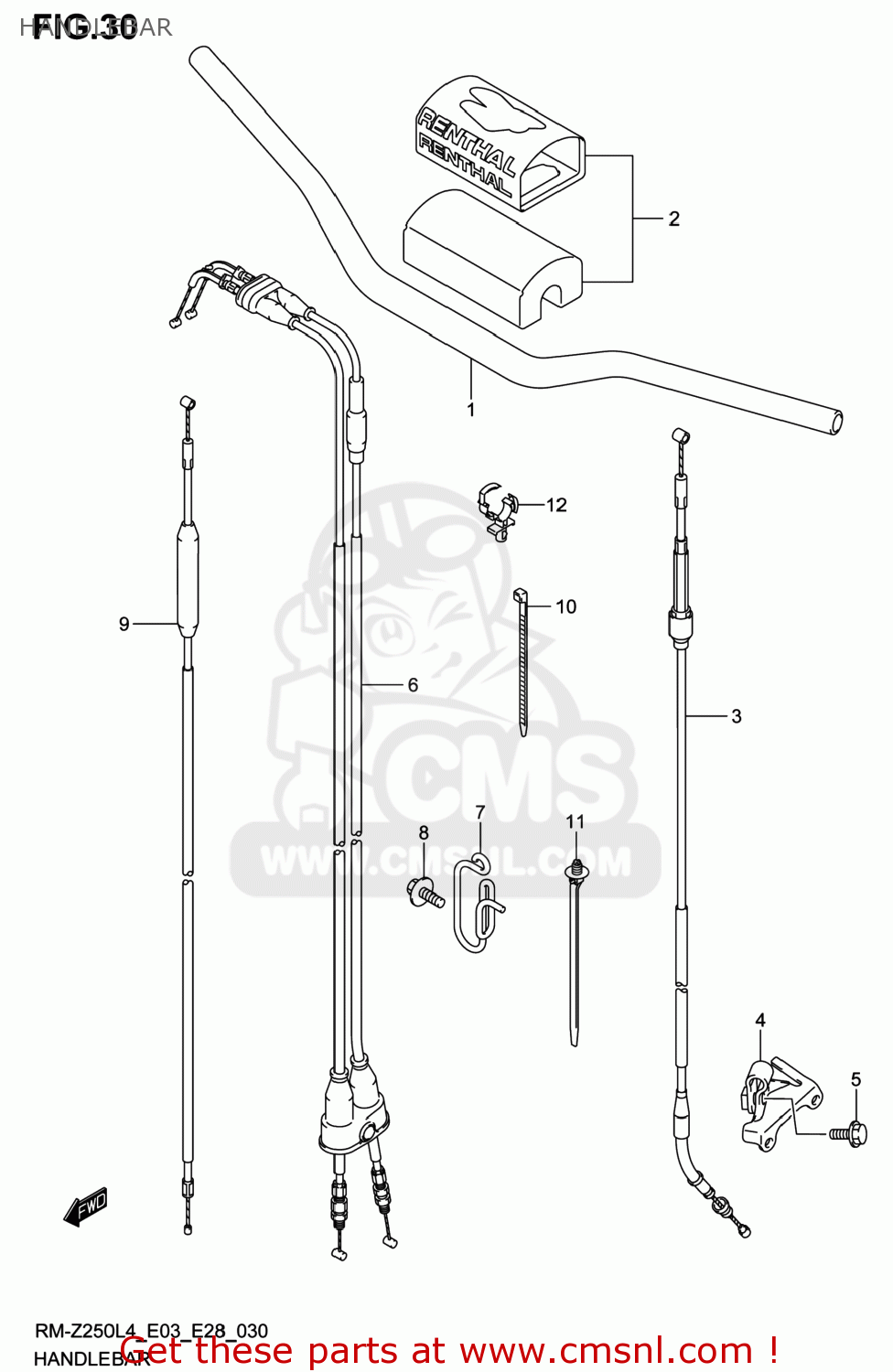 HANDLEBAR RM-Z250 2014 (L4) USA (E03) RMZ250 RM Z250