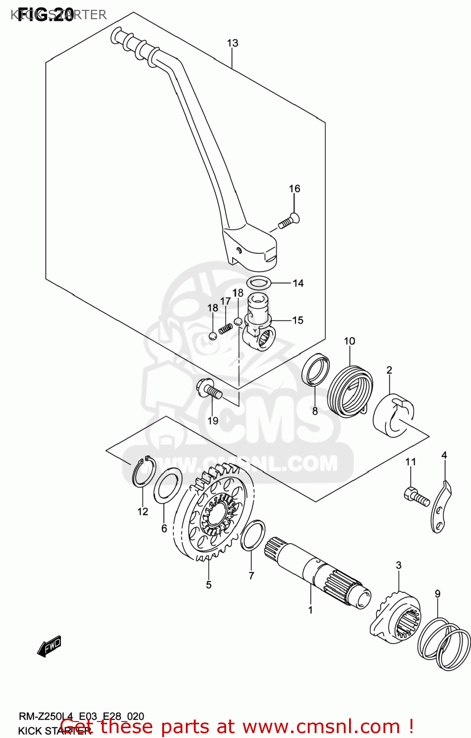KICK STARTER RM-Z250 2014 (L4) USA (E03) RMZ250 RM Z250