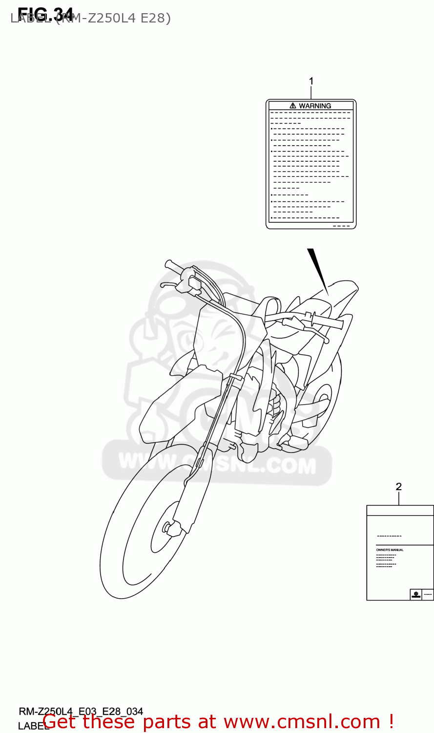 LABEL (RM-Z250L4 E28) RM-Z250 2014 (L4) USA (E03) RMZ250 RM Z250